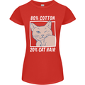 Part Cotton Part Cat Hair Funny Womens Petite Cut T-Shirt Red