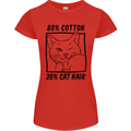 Part Cotton Part Cat Hair Funny Womens Petite Cut T-Shirt Red