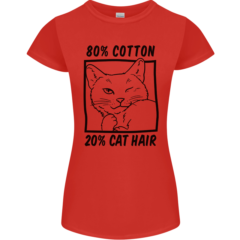 Part Cotton Part Cat Hair Funny Womens Petite Cut T-Shirt Red