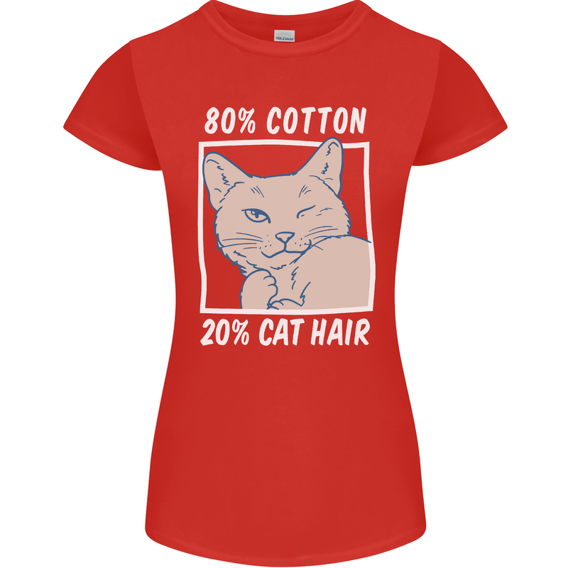 Part Cotton Part Cat Hair Funny Womens Petite Cut T-Shirt Red
