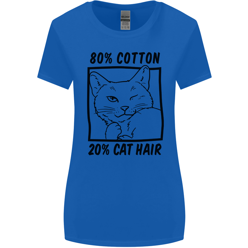 Part Cotton Part Cat Hair Funny Womens Wider Cut T-Shirt Royal Blue