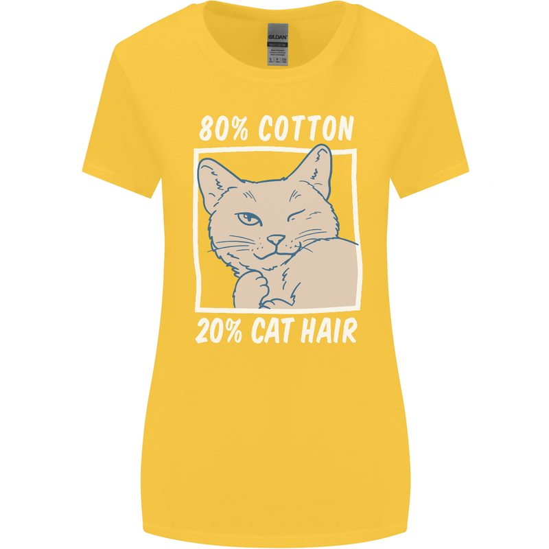 Part Cotton Part Cat Hair Funny Womens Wider Cut T-Shirt Yellow