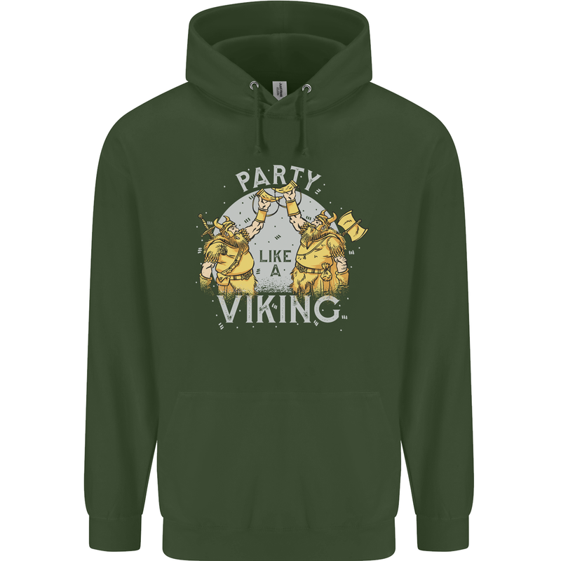 Party Like a Viking Thor Odin Valhalla Mens 80% Cotton Hoodie Forest Green