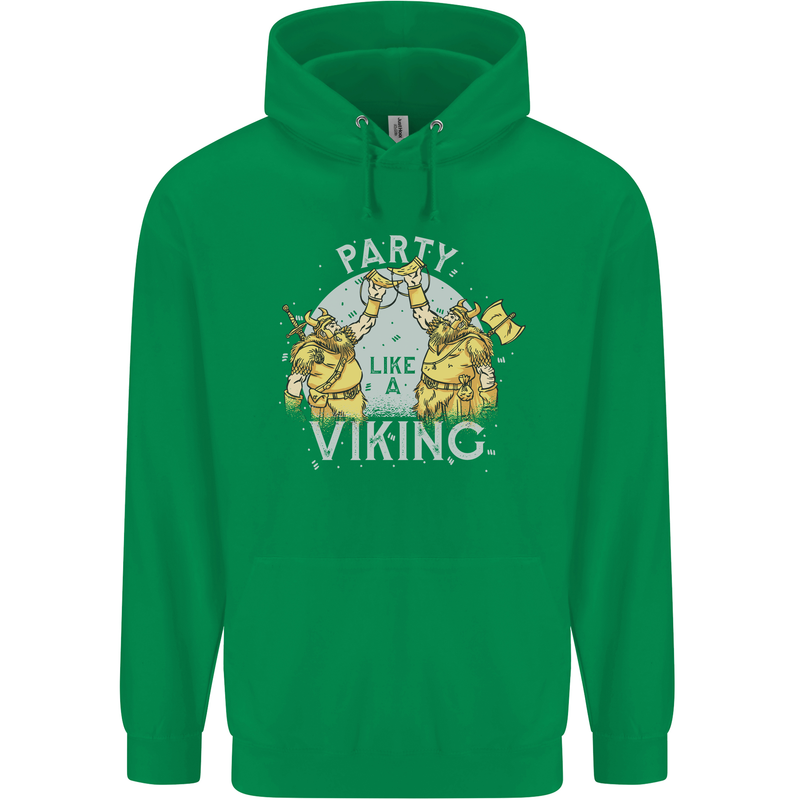 Party Like a Viking Thor Odin Valhalla Mens 80% Cotton Hoodie Irish Green