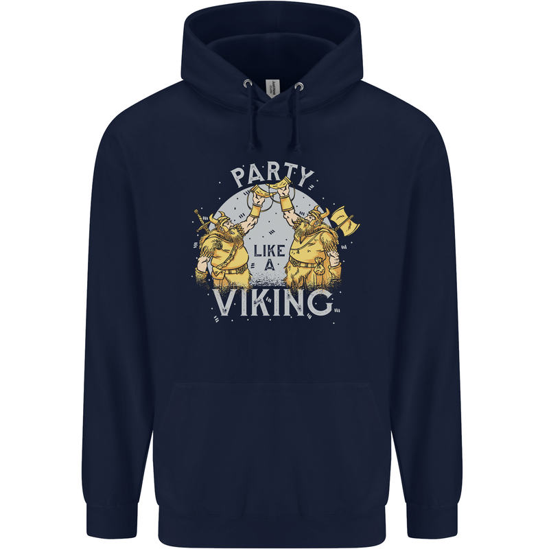 Party Like a Viking Thor Odin Valhalla Mens 80% Cotton Hoodie Navy Blue