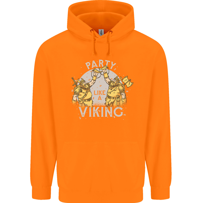 Party Like a Viking Thor Odin Valhalla Mens 80% Cotton Hoodie Orange