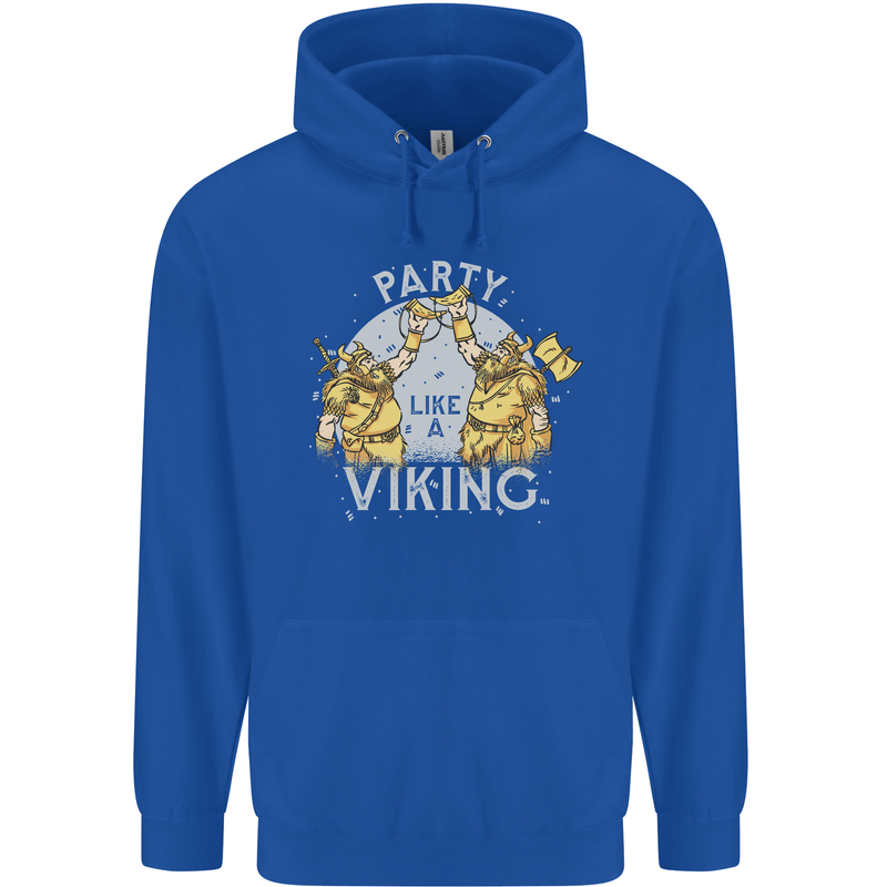 Party Like a Viking Thor Odin Valhalla Mens 80% Cotton Hoodie Royal Blue