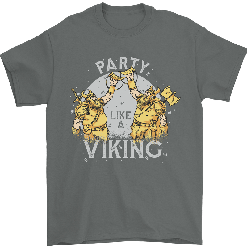 Party Like a Viking Thor Odin Valhalla Mens T-Shirt Cotton Gildan Charcoal