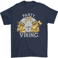 Party Like a Viking Thor Odin Valhalla Mens T-Shirt Cotton Gildan Navy Blue