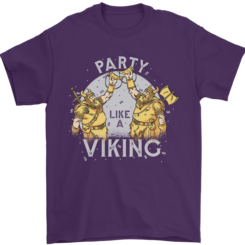 Party Like a Viking Thor Odin Valhalla Mens T-Shirt Cotton Gildan Purple