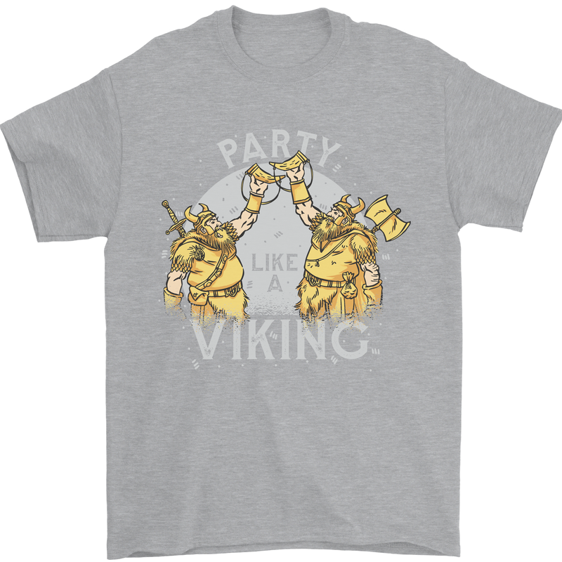 Party Like a Viking Thor Odin Valhalla Mens T-Shirt Cotton Gildan Sports Grey
