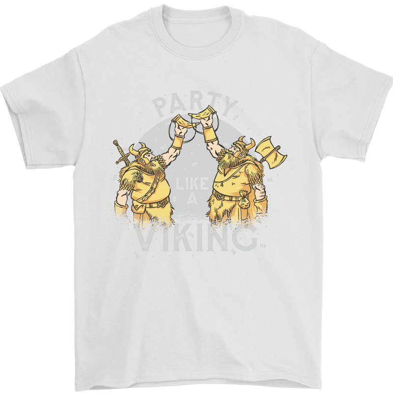 Party Like a Viking Thor Odin Valhalla Mens T-Shirt Cotton Gildan White