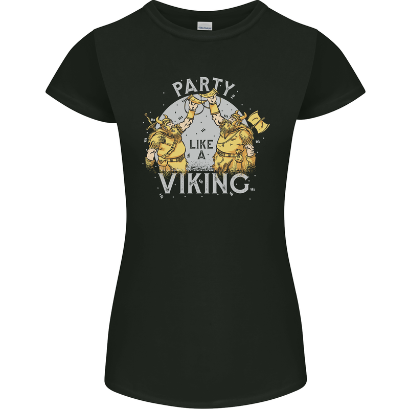 Party Like a Viking Thor Odin Valhalla Womens Petite Cut T-Shirt Black