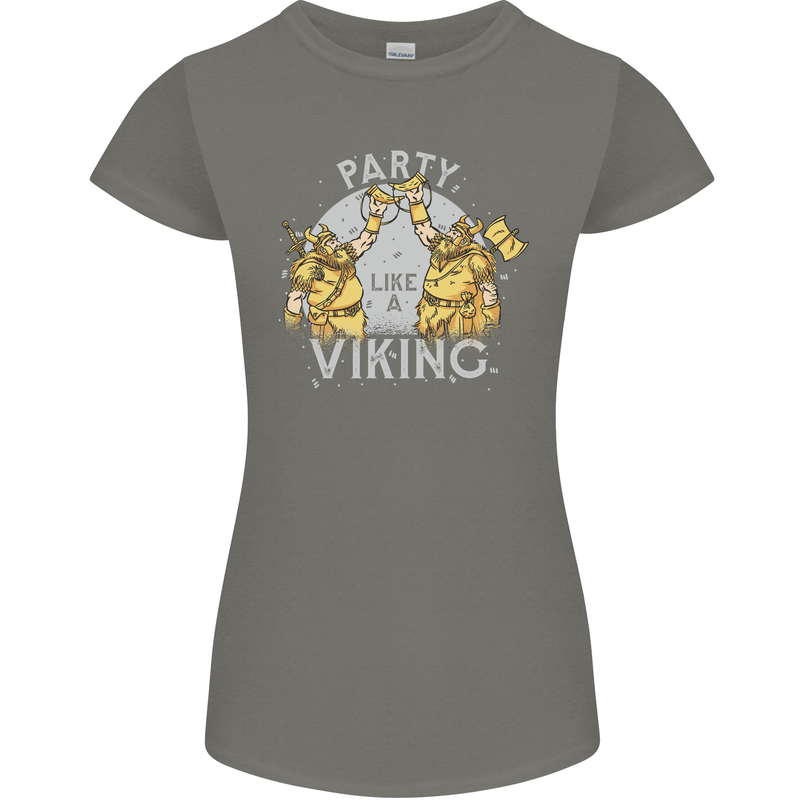 Party Like a Viking Thor Odin Valhalla Womens Petite Cut T-Shirt Charcoal