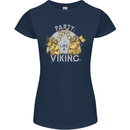 Party Like a Viking Thor Odin Valhalla Womens Petite Cut T-Shirt Navy Blue