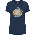 Party Like a Viking Thor Odin Valhalla Womens Wider Cut T-Shirt Navy Blue