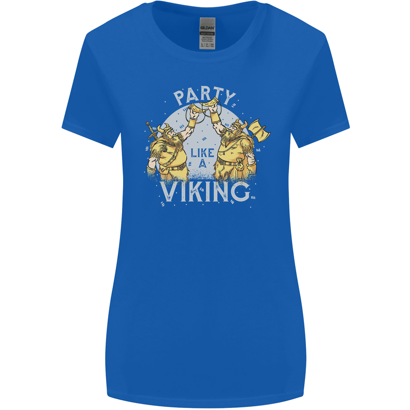 Party Like a Viking Thor Odin Valhalla Womens Wider Cut T-Shirt Royal Blue