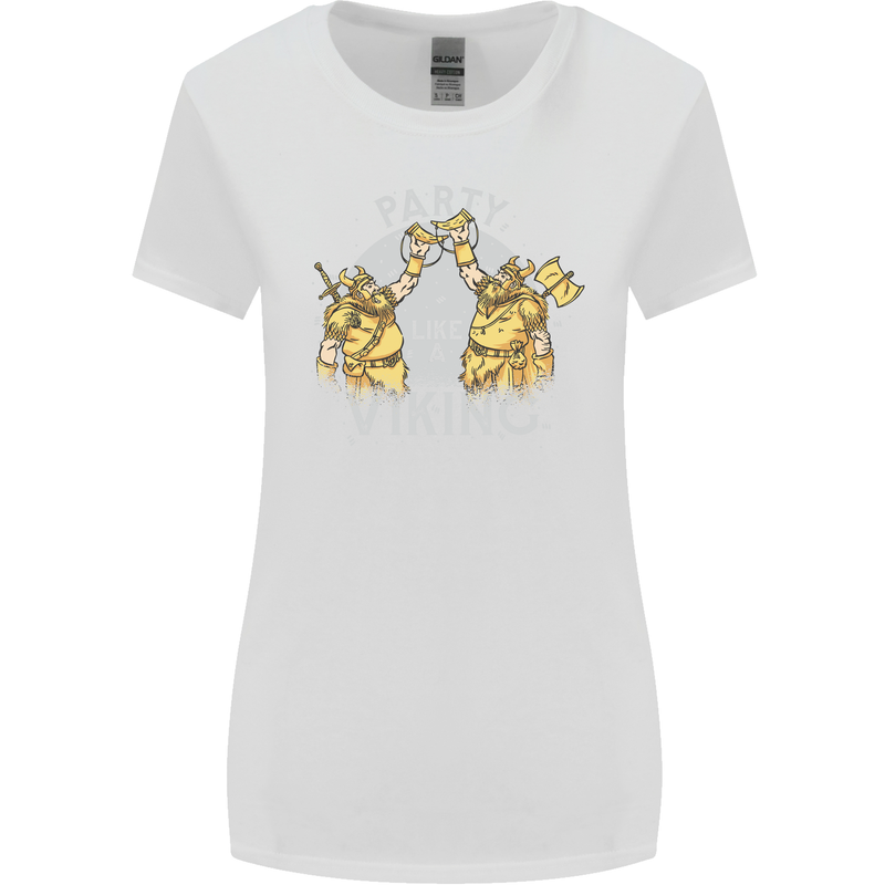 Party Like a Viking Thor Odin Valhalla Womens Wider Cut T-Shirt White
