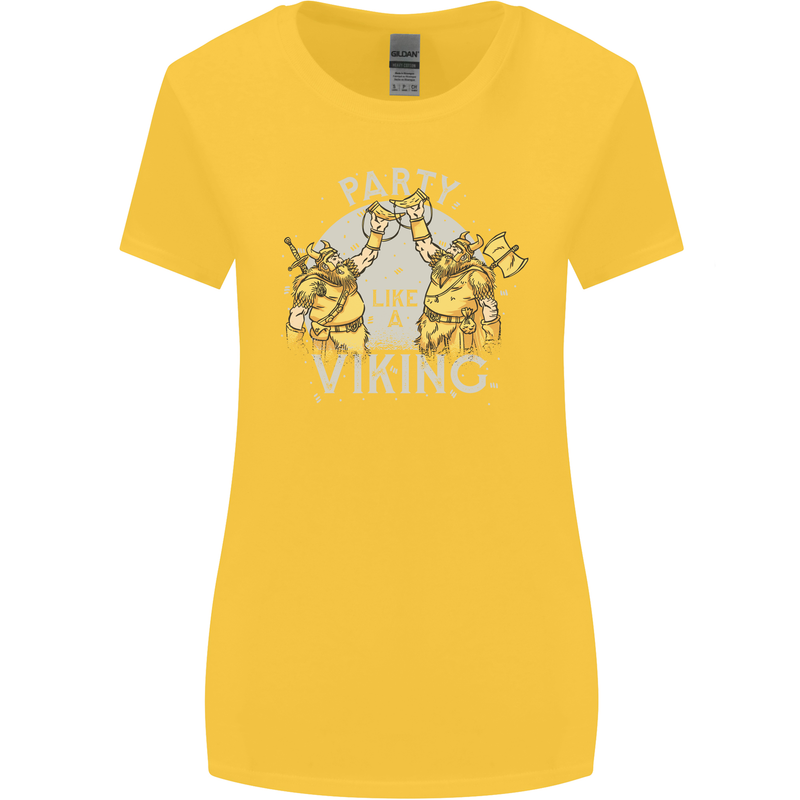 Party Like a Viking Thor Odin Valhalla Womens Wider Cut T-Shirt Yellow