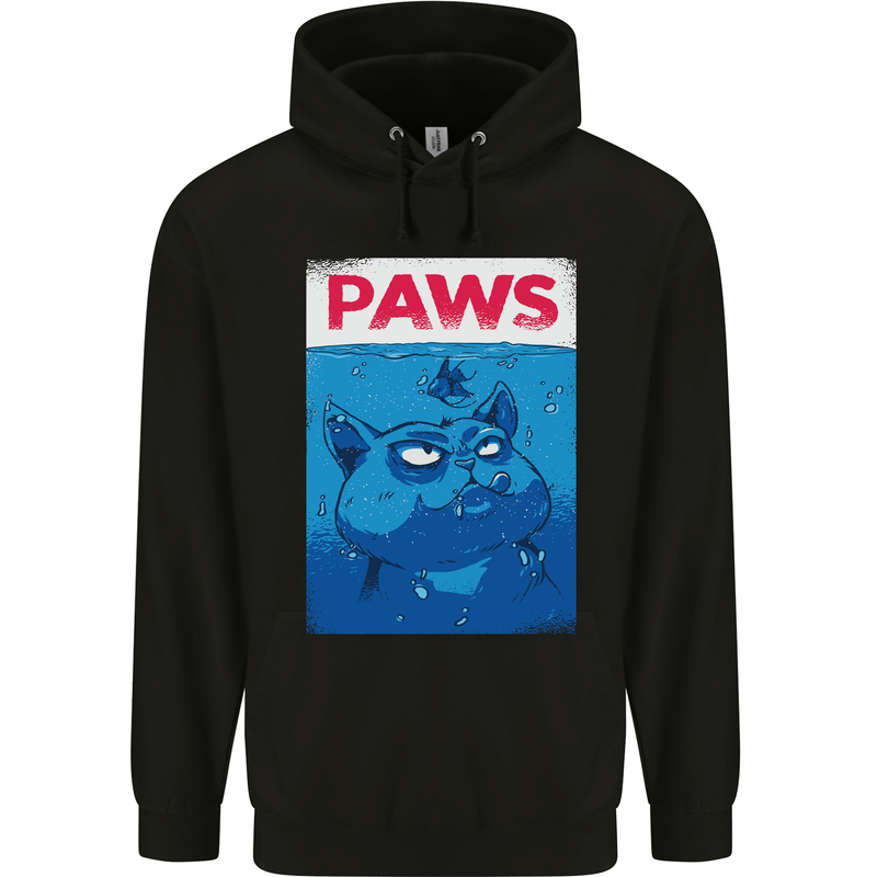 Paws Funny Cat and Goldfish Parody Childrens Kids Hoodie Black