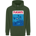 Paws Funny Cat and Goldfish Parody Childrens Kids Hoodie Forest Green