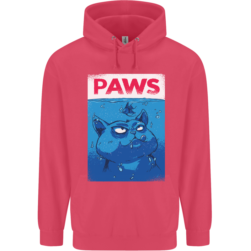 Paws Funny Cat and Goldfish Parody Childrens Kids Hoodie Heliconia