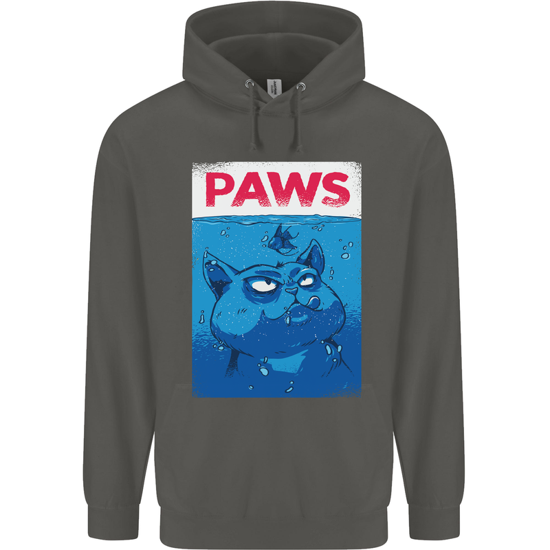 Paws Funny Cat and Goldfish Parody Childrens Kids Hoodie Storm Grey