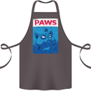 Paws Funny Cat and Goldfish Parody Cotton Apron 100% Organic Dark Grey