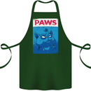 Paws Funny Cat and Goldfish Parody Cotton Apron 100% Organic Forest Green