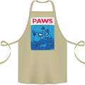 Paws Funny Cat and Goldfish Parody Cotton Apron 100% Organic Khaki
