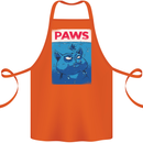 Paws Funny Cat and Goldfish Parody Cotton Apron 100% Organic Orange