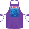 Paws Funny Cat and Goldfish Parody Cotton Apron 100% Organic Purple