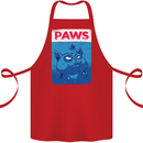 Paws Funny Cat and Goldfish Parody Cotton Apron 100% Organic Red