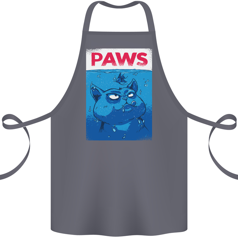 Paws Funny Cat and Goldfish Parody Cotton Apron 100% Organic Steel