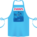 Paws Funny Cat and Goldfish Parody Cotton Apron 100% Organic Turquoise