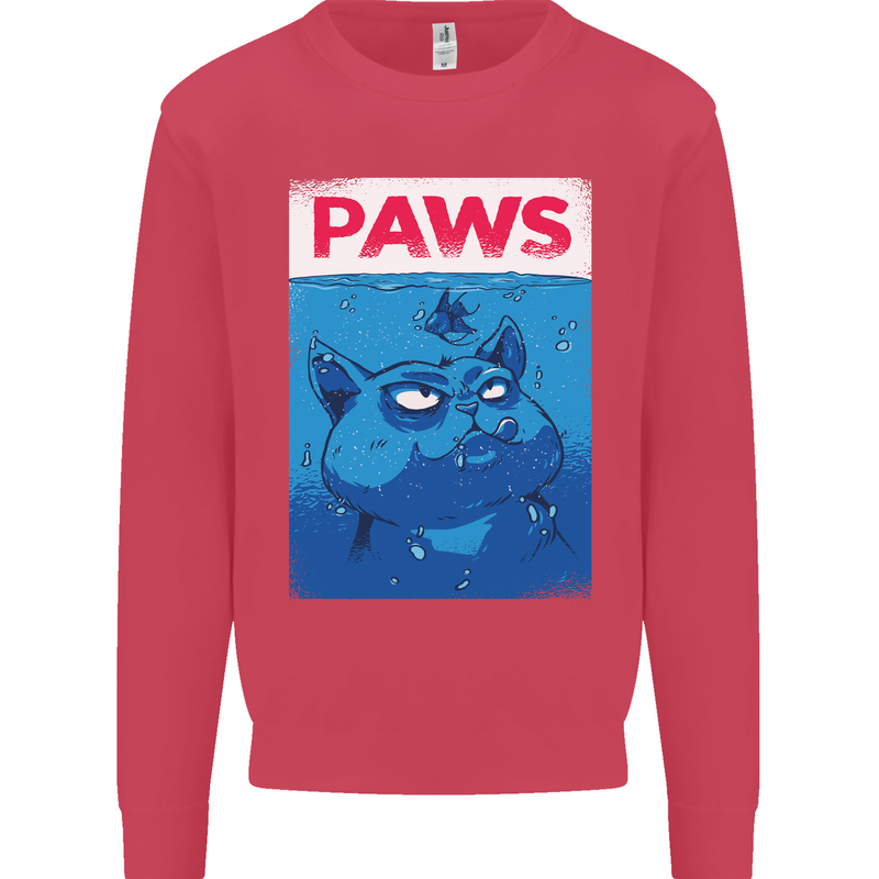 Paws Funny Cat and Goldfish Parody Kids Sweatshirt Jumper Heliconia