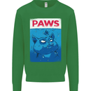 Paws Funny Cat and Goldfish Parody Kids Sweatshirt Jumper Irish Green
