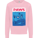 Paws Funny Cat and Goldfish Parody Kids Sweatshirt Jumper Light Pink