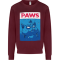 Paws Funny Cat and Goldfish Parody Kids Sweatshirt Jumper Maroon