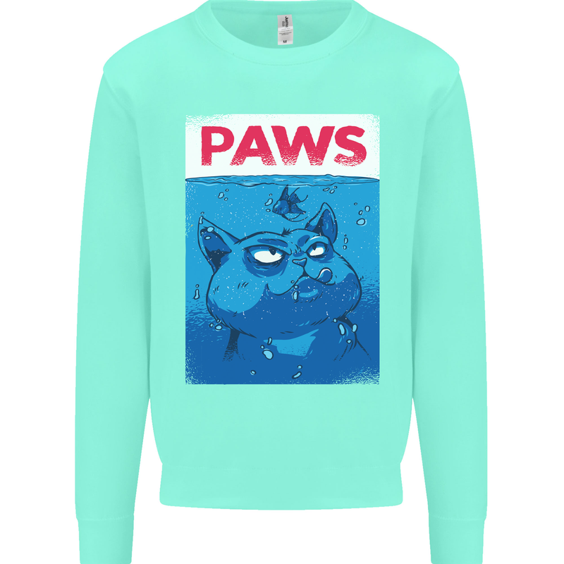 Paws Funny Cat and Goldfish Parody Kids Sweatshirt Jumper Peppermint