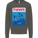 Paws Funny Cat and Goldfish Parody Kids Sweatshirt Jumper Storm Grey