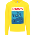 Paws Funny Cat and Goldfish Parody Kids Sweatshirt Jumper Yellow