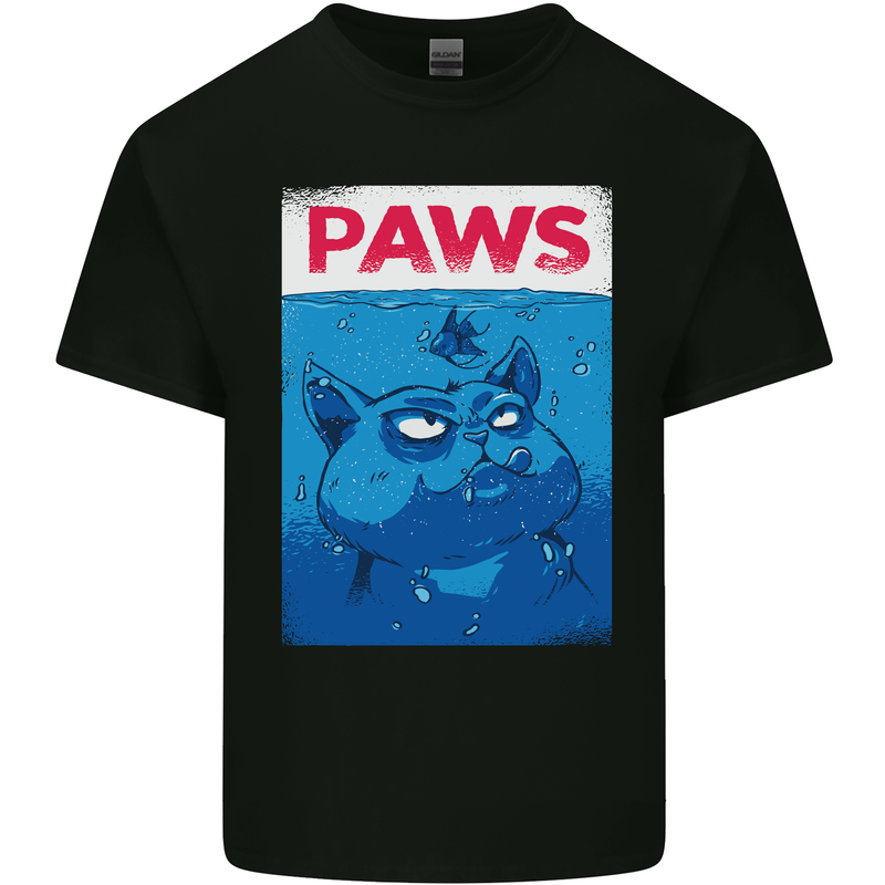 Paws Funny Cat and Goldfish Parody Kids T-Shirt Childrens Black