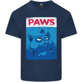 Paws Funny Cat and Goldfish Parody Kids T-Shirt Childrens Navy Blue