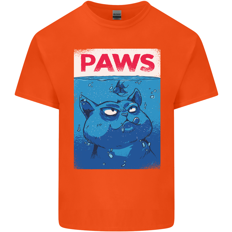 Paws Funny Cat and Goldfish Parody Kids T-Shirt Childrens Orange