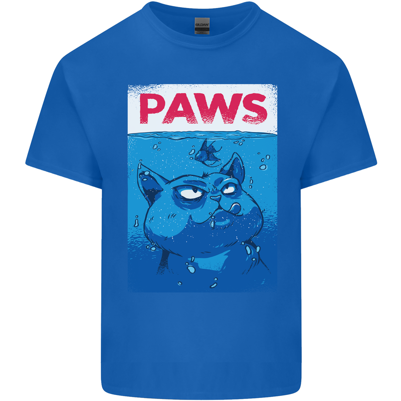 Paws Funny Cat and Goldfish Parody Kids T-Shirt Childrens Royal Blue