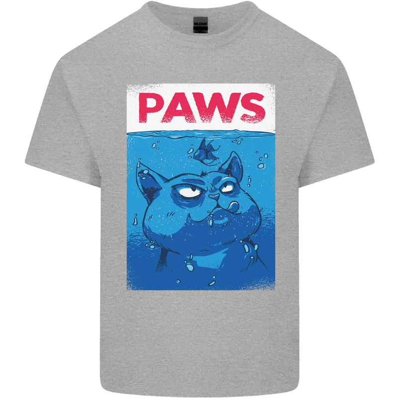 Paws Funny Cat and Goldfish Parody Kids T-Shirt Childrens Sports Grey