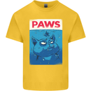 Paws Funny Cat and Goldfish Parody Kids T-Shirt Childrens Yellow