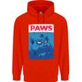 Paws Funny Cat and Goldfish Parody Mens 80% Cotton Hoodie Bright Red