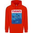 Paws Funny Cat and Goldfish Parody Mens 80% Cotton Hoodie Bright Red